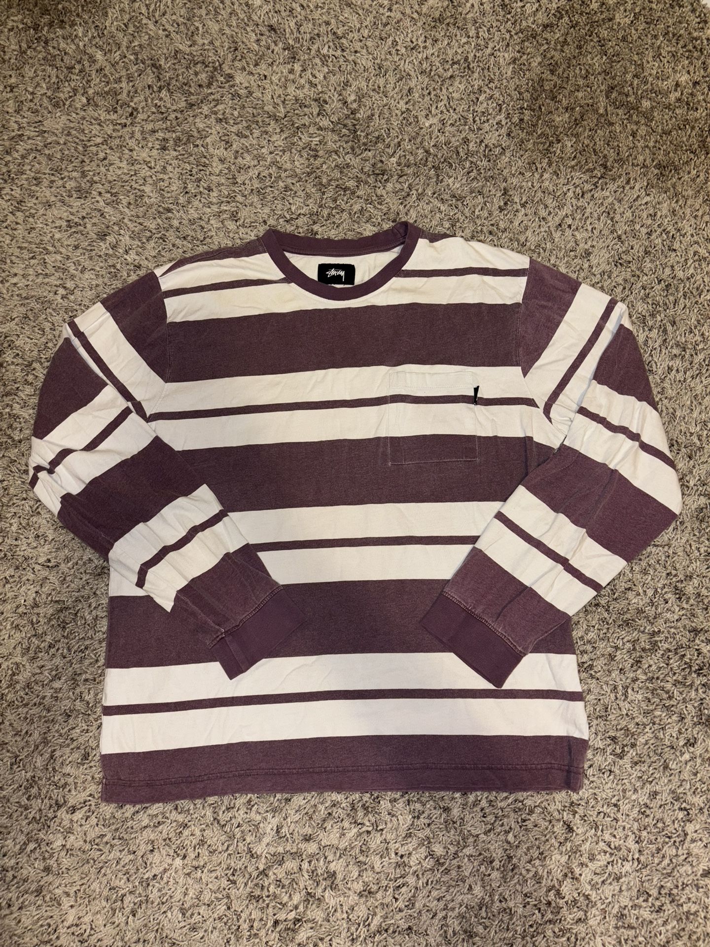 Vintage Stussy Striped Long Sleeve Shirt L