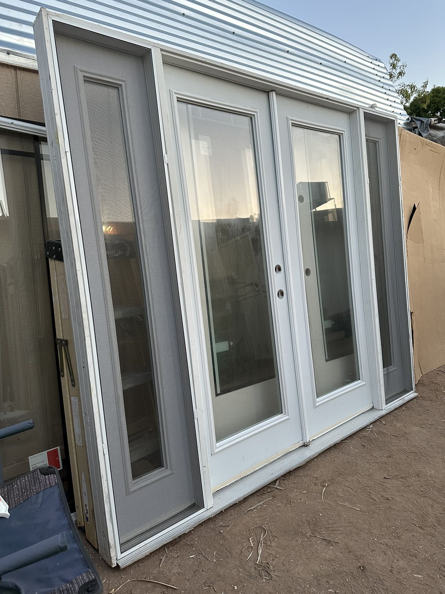 Exterior French Door 96” W X 80”w With Dual Glass All Doors Open for