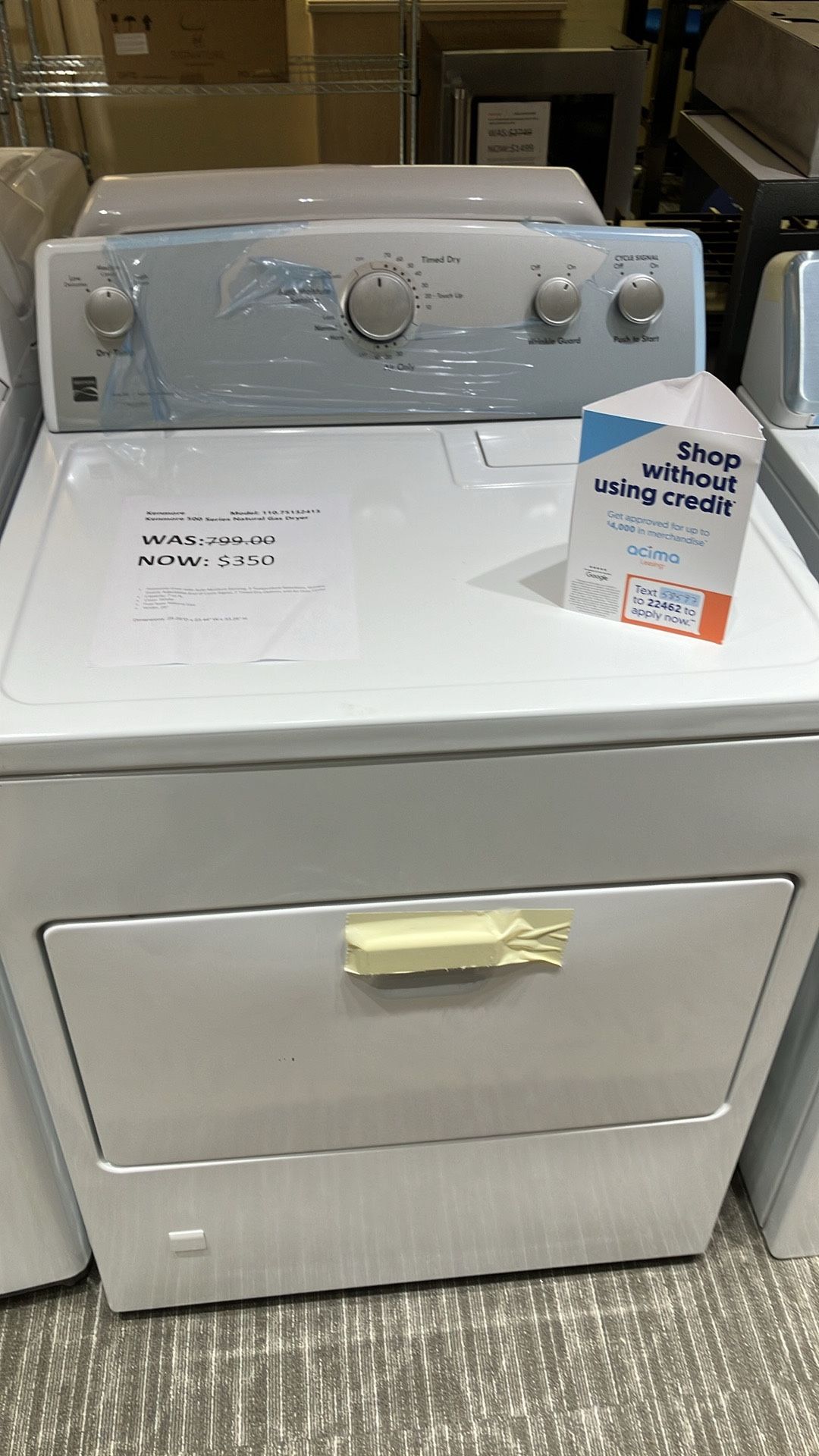💥💥 BlowOut Sale 💥💥 Kenmore 500 Series Natural Gas Dryer 110.75132413, White, Retail $799