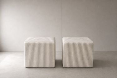 Set of 2 Striped Cube Ottomans — $1,100 new, $595 today | Moveabl