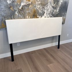 Modern White Faux Leather King Headboard or Cali King Headboard