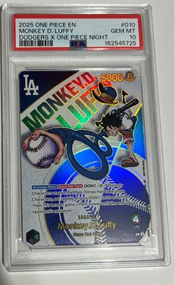 PSA 10 Monkey D. Luffy Dodgers x One Piece Night Card