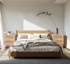 Rattan Nightstand Pair