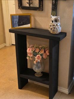 Black Narrow Console Entry Table with Shelf