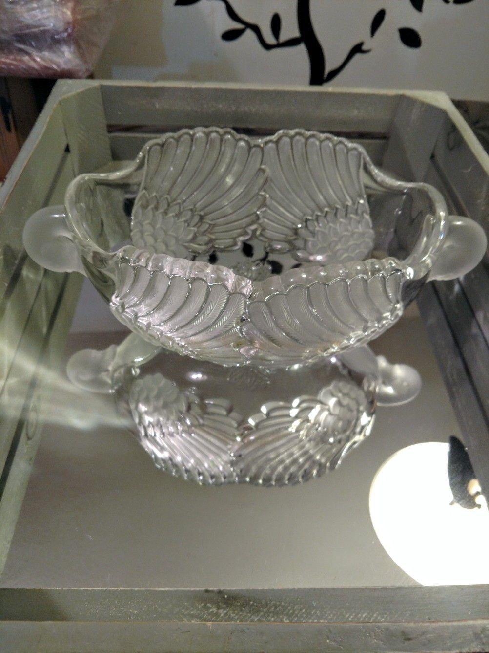 Vintage Mikasa Crystal Swan Centerpiece