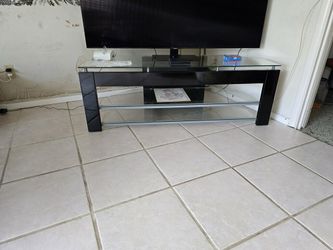 Contemporary glass and black TV stand