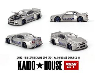 Kaido House X Mini GT 1:64 Nissan Skyline GT-R (R34) Kaido Works SHINJUKU V1 - Silver