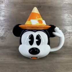 Disney MINNIE MOUSE WITCH MUG Halloween CANDY CORN HAT Topper LID Park Exclusive