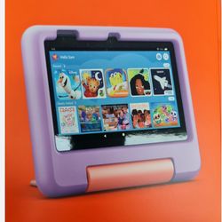 Amazon Fire 7 Kids tablet, ages 3-7.  7" kids tablet on Amazon - 16GB Purple