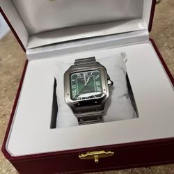 Cartier Santos de Cartier Hunter Green Face