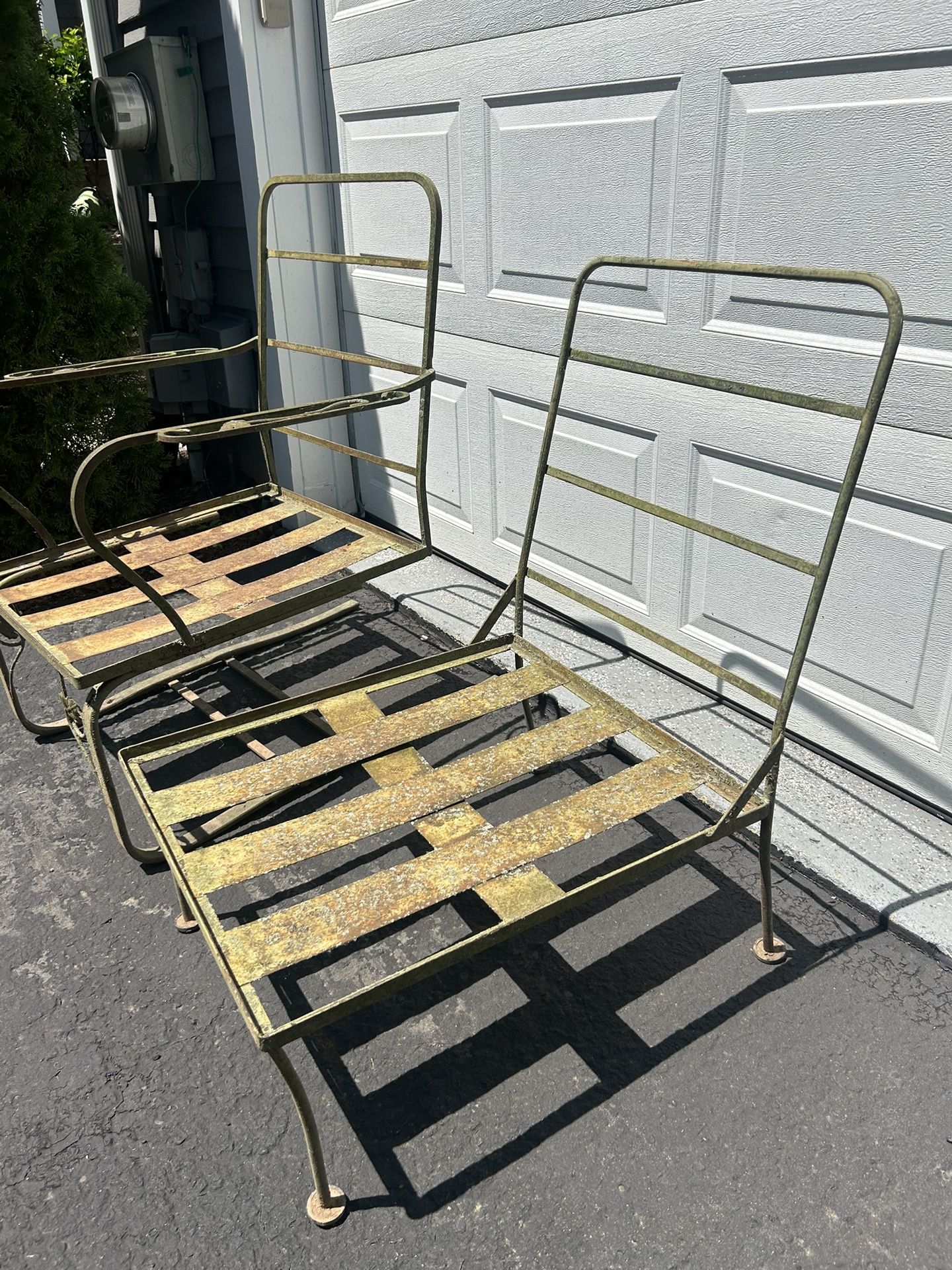 Vintage Woodard Chantilly Rose -Wrought Iron Garden Chairs- Set Of Two