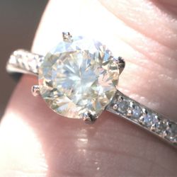 NEW 1.33ct Diamond Solitaire Fancy Yellowish Green Engagement Ring Cert