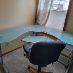 Glass Desk and Office Chair 