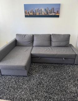 Gray Sleeper Storage Chaise Sectional Sofa