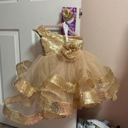 Toddler birthday Pageant dress gold 