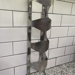 IKEA Brushed Stainless Steel 4-Bottle Wall Mount Wine Rack