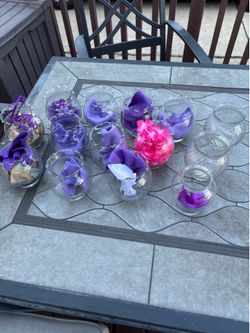14. Clear glass vases.