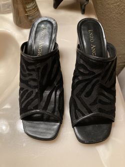 ENZO ANGIOCINI BLACK ANIMAL PRINT HEELS SIZE 6