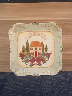Certified International by Pamela Gladding 16.5" Square "Toscana" Platter, EUC