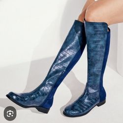 NWT JustFab Tinsley Elegant Blue Knee-High Women's Boots Sz 8, NEVER WORN