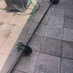 45LB Olympic Bar With Weight Plates “like new”