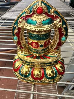 Solar Energy Buddhist Opening Light Six Words Prayer Wheel Decorations