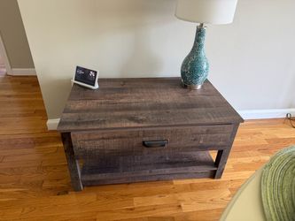 Rustic oak side table/ coffee table with storage for sale in Chatham