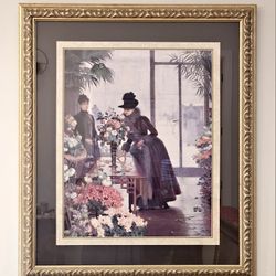 "Lady and Flowers" Framed Art