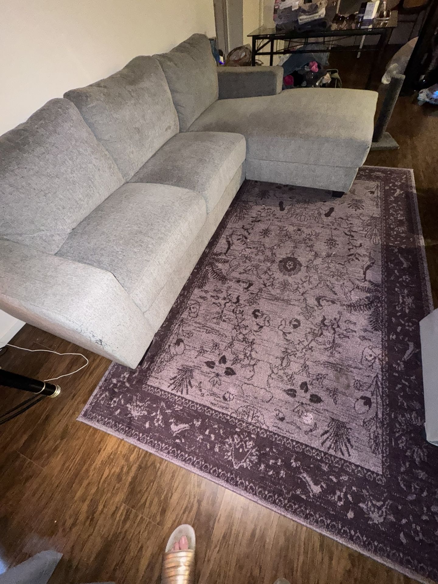 !! MOVING - Gray Sofa With Chaise Lounge Excellent Condition