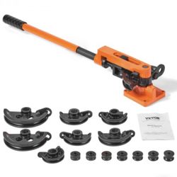 VEVOR Pipe Tube Bender, 3/8" to 1" OD Manual Pipe Tube Bender with 7 Bending Dies, 180° Copper Aluminum Pipes Bending Tools for HVAC Air Conditioning 
