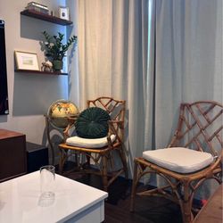 Set Of 2 Vintage Cane Rattan Chairs