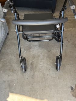 Black Rollator Walker with Seat and Basket
