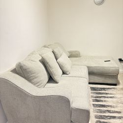 beige white sectional 