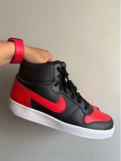 New Nike Ebernon Mid Sneakers in Black and Red with White Sole