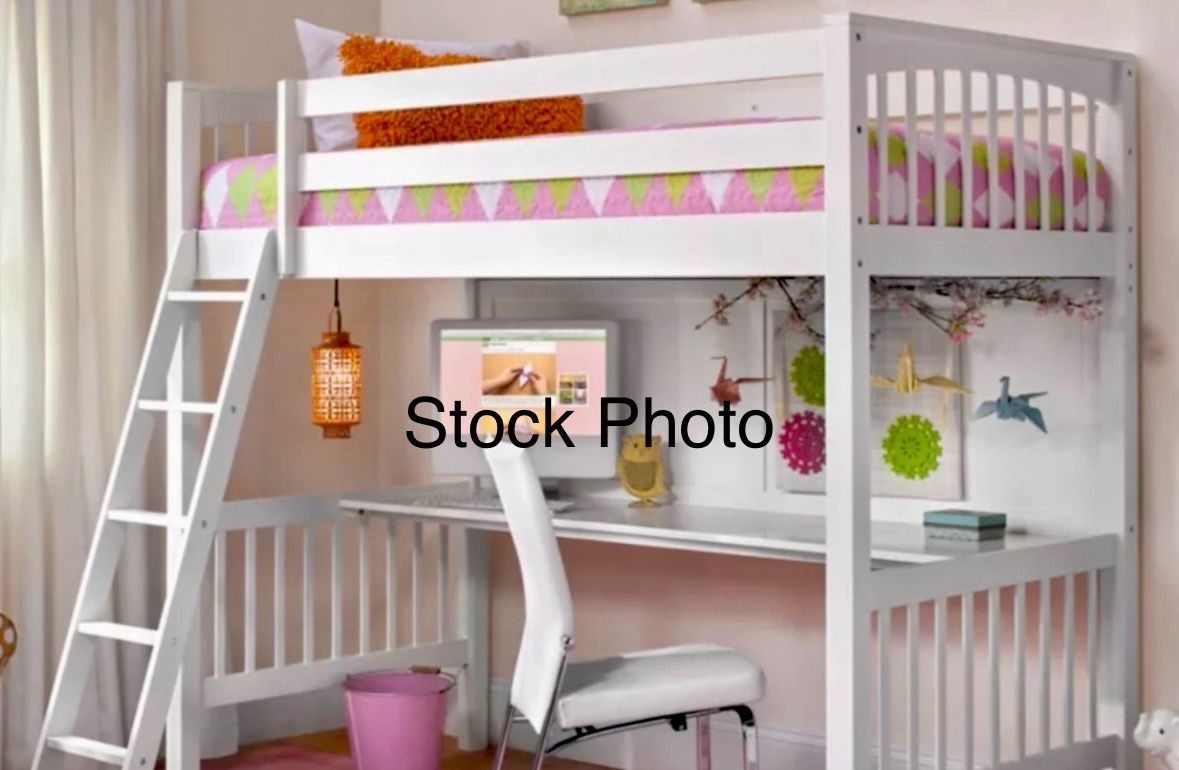 Twin size loft bed with desk