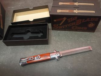 Switchblade Style Folding Comb with Wood Handle