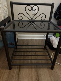 Metal Frame Glass Top Side Tables S/2