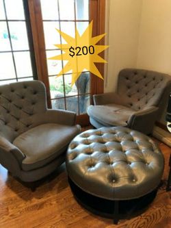 2 chairs and ottoman