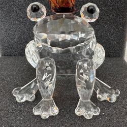 Shannon Crystal Glass Frog Prince Figurine by Godinger – Faceted Sculpture