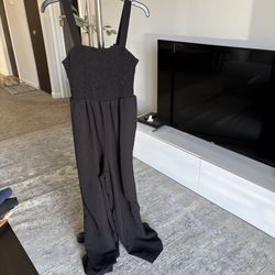 Women's Black Jumpsuit with Pockets Large