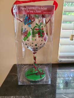 Handpainted Holiday Wine Glass