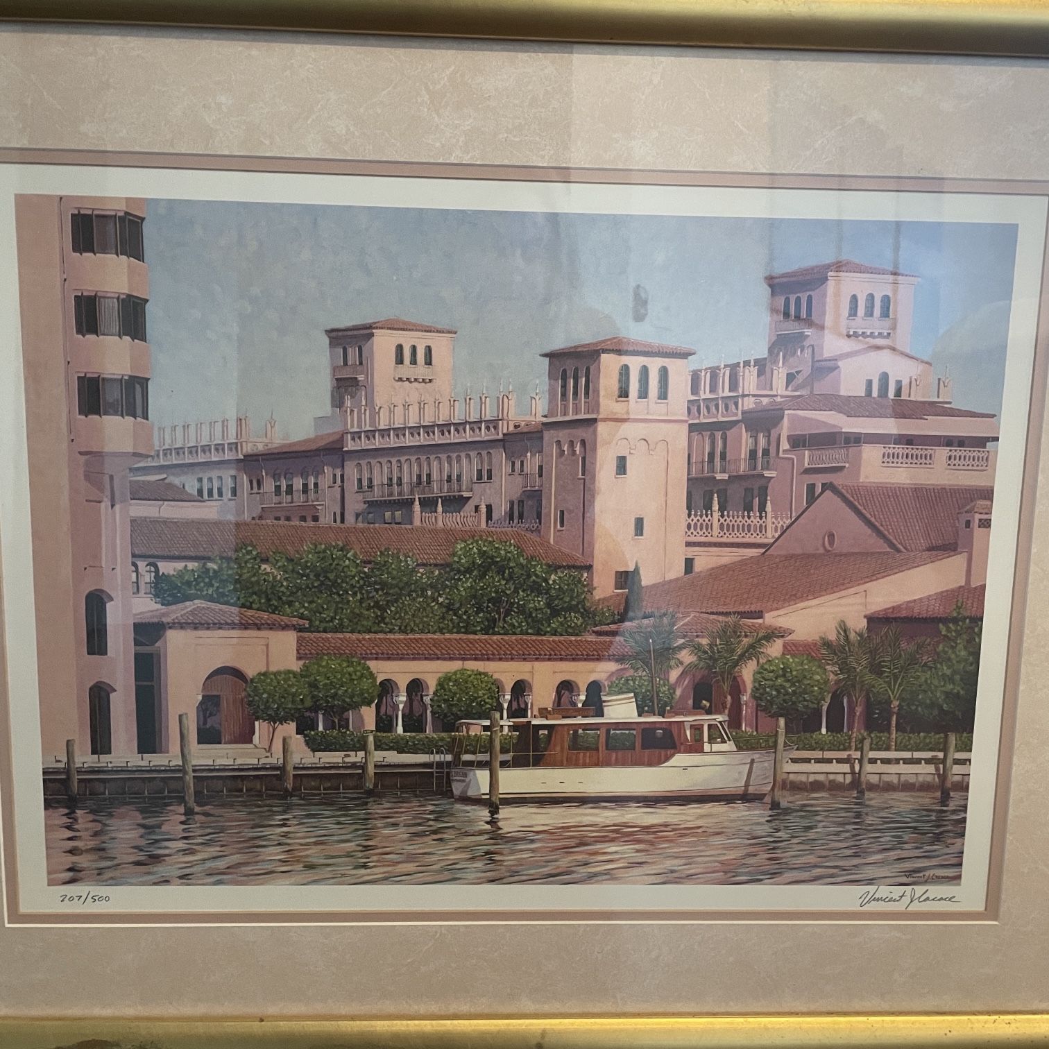 The Boca Raton Hotel Vincent Cacace Unique Print Framed Original Hotel