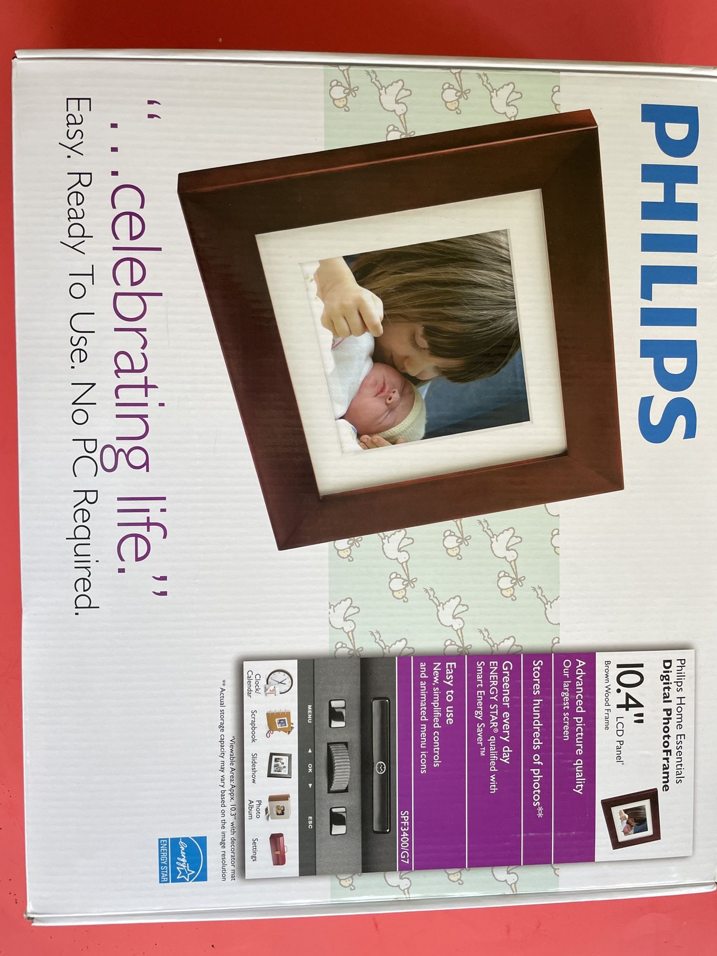 Philips Digital Photoframe 10.4" LCD Panel Brown Wood Frame SPF3400 G7
