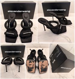 Alexander Wang Black Rope Heeled Mule Sandals