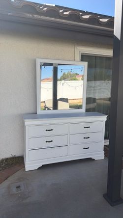 White Dresser with Vanity Mirror