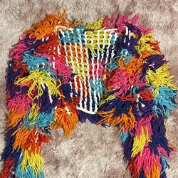 🔥 Rainbow Fringe Crochet Sweater 🌈✨ 