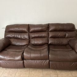 Dual Power Reclining Sofa, Faux Leather