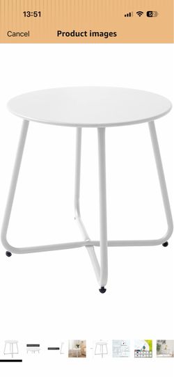 Patio Outdoor Side Table Waterproof Round Metal Steel Small Side Table Weather Resistant Portable Outdoor and Indoor End Table for Garden Balcony Yard