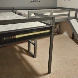 Double Twin Loft Bed with Slide(Frame Only)