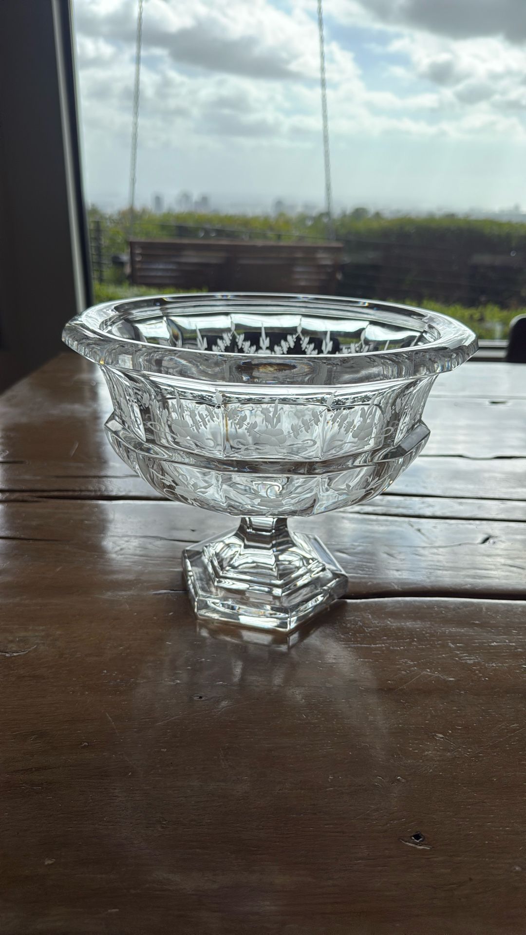 Tiffany & Co "Biedermeier" Footed Crystal Bowl  